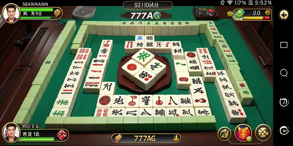 Screenshot gameplay Mahjong dari 777AG yang menampilkan tantangan menyusun ubin.