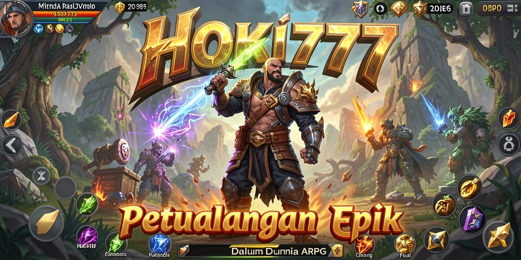 Tampilan seru gameplay HOKI777 dengan karakter dalam pertarungan epik.
