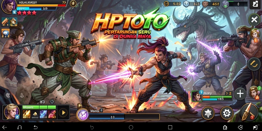 Screenshot utama HPTOTO menampilkan aksi pertarungan yang mendebarkan.