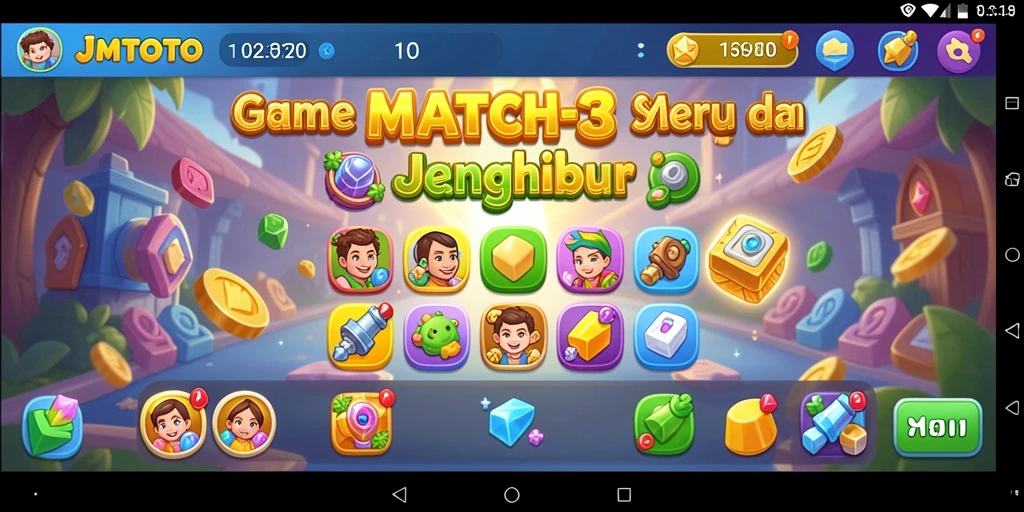 Gameplay seru JMTOTO dengan potongan warna-warni.