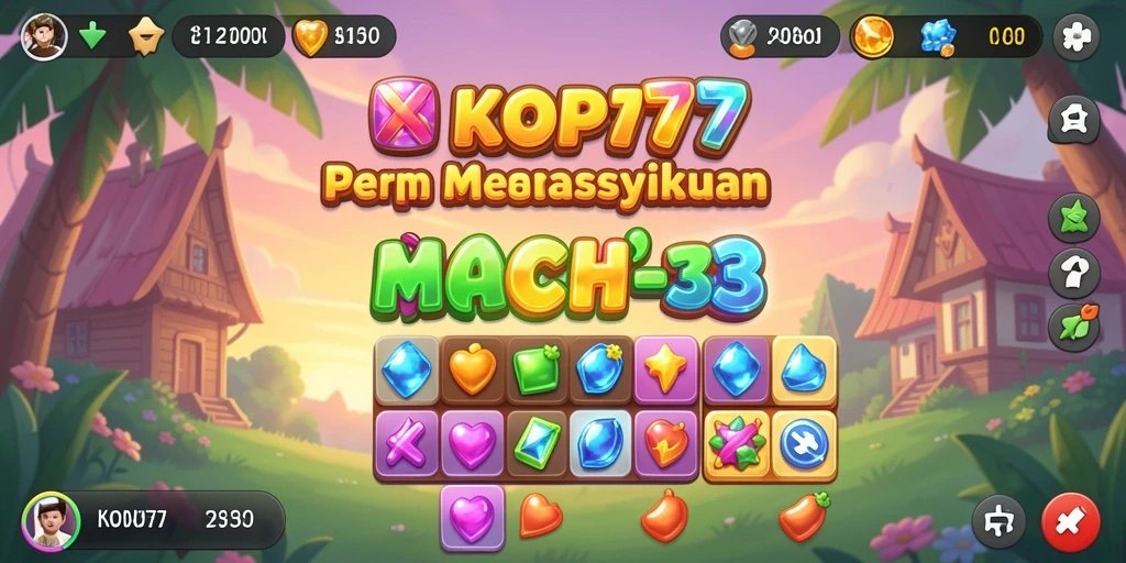 Tampilan gameplay menarik dari KOPI77 dengan biji kopi berwarna-warni.