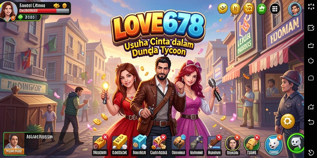Tangkapan layar utama LOVE678 menunjukkan suasana gameplay Tycoon yang dinamis.