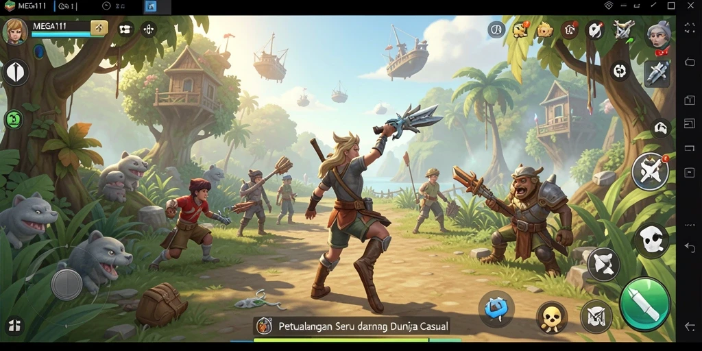 Tampilan gameplay seru MEGA111 yang penuh warna dan tantangan.