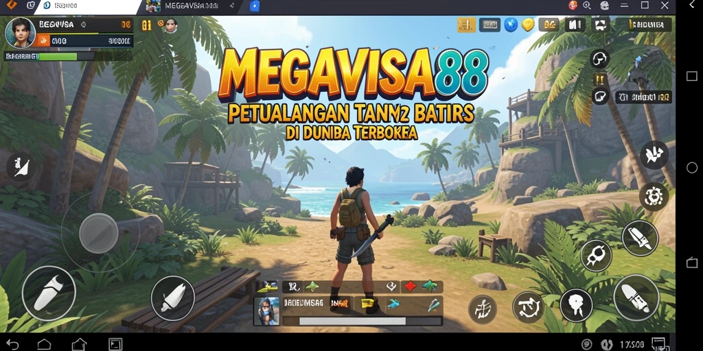Tangkapan layar gameplay MEGAVISA88 menunjukkan eksplorasi dunia terbuka yang epik.