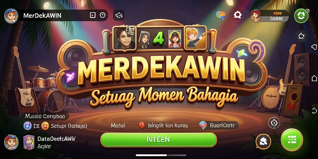 Tampilan gameplay <strong>MERDEKAWIN</strong> dengan lagu dan lirik yang menarik.