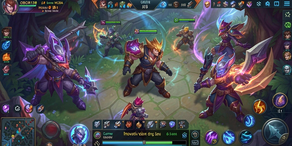 Tampilan gameplay seru dari OBOR138 yang menampilkan pertarungan hero.