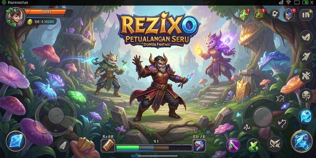 Screenshot gameplay REZIXO menampilkan petualangan seru di dunia fantasi.