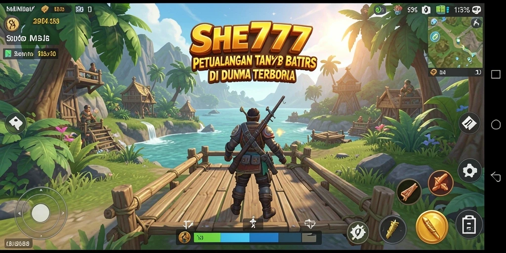 Screenshot SHE777 menampilkan aksi seru di dunia terbuka.