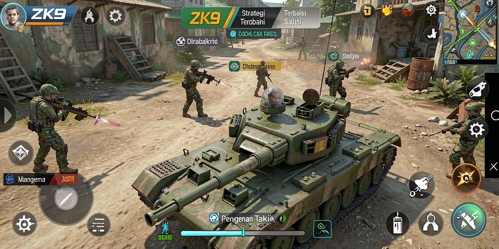 Screenshot gameplay ZK9 menampilkan strategi pertempuran yang mendebarkan.